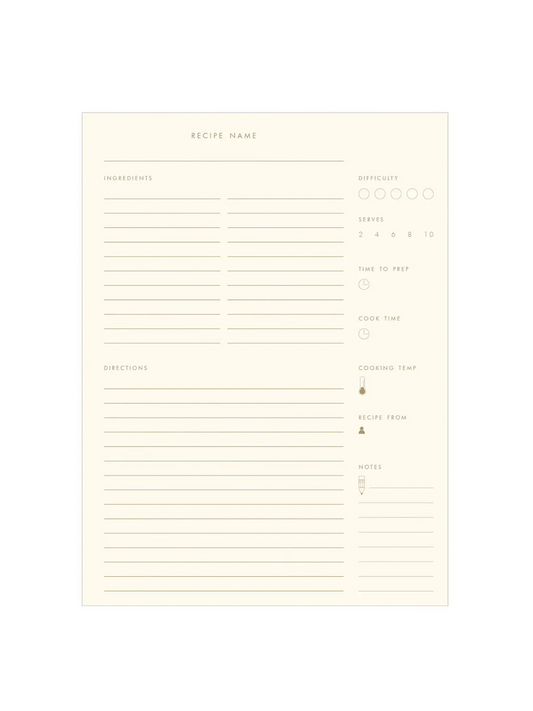 Blush and Beige Striped Recipe Book