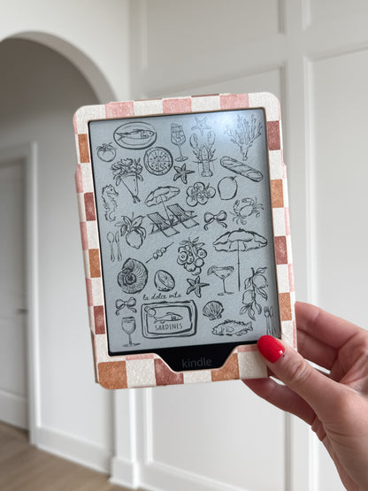 Autumn Sunset Checkered Plaid Kindle Case