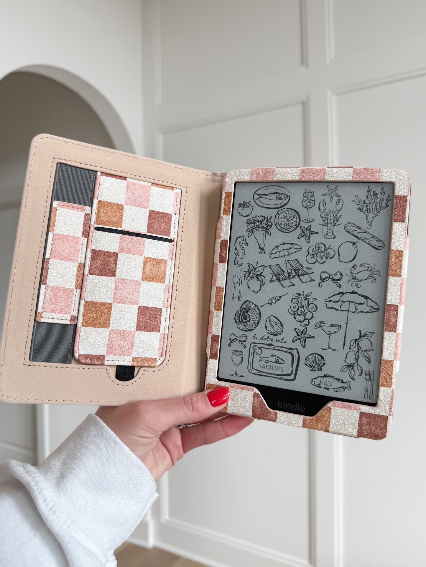 Autumn Sunset Checkered Plaid Kindle Case