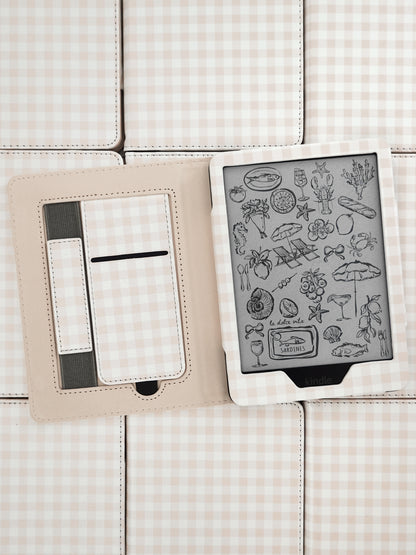 Beige Gingham Kindle Case