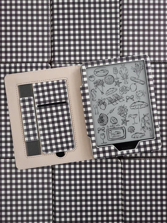 Black and White Gingham Kindle Case