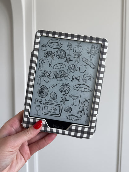 Black and White Gingham Kindle Case