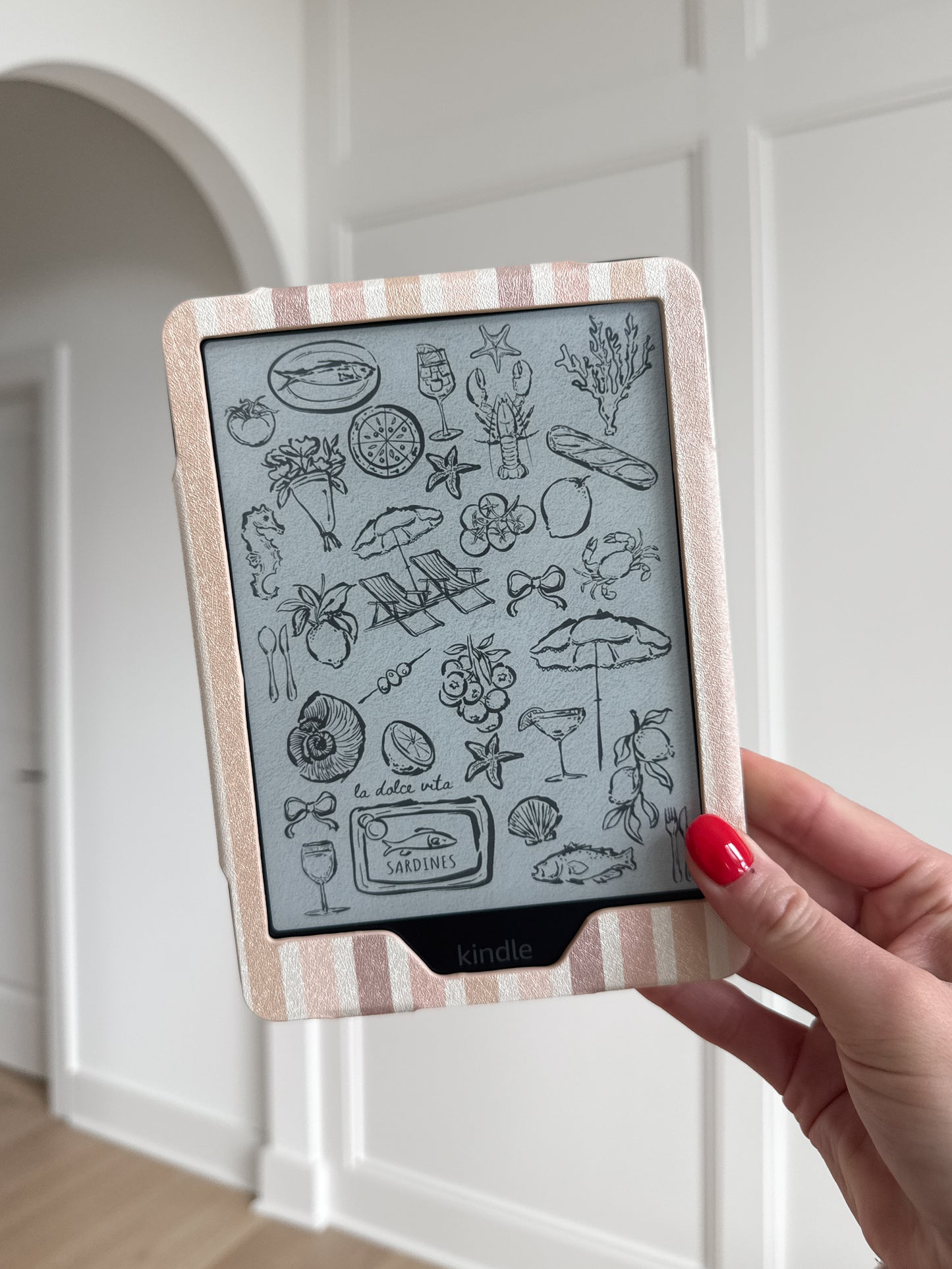 Blush Striped Neutral Kindle Case