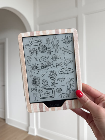Blush Striped Neutral Kindle Case