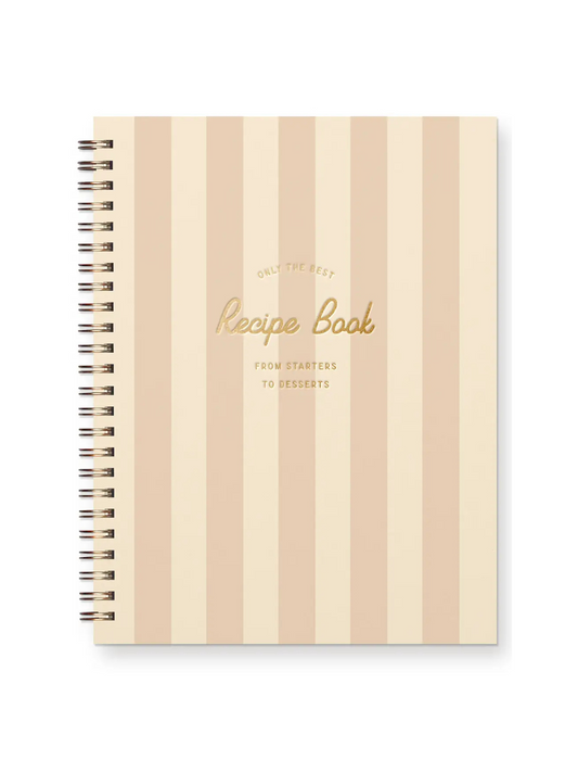 Blush and Beige Striped Recipe Book