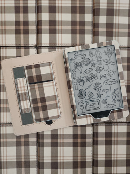 Caramel Plaid Brown and Tan Kindle Case
