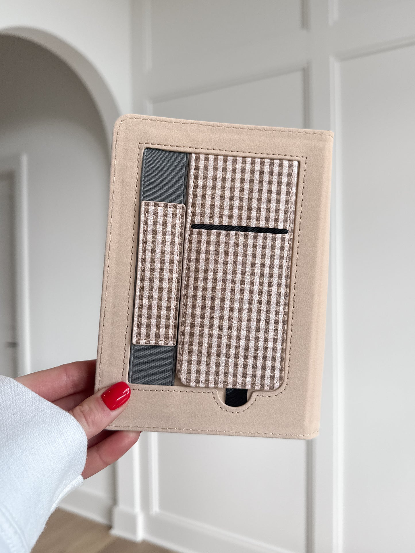 Coffee Gingham Checkered Plaid Kindle Case