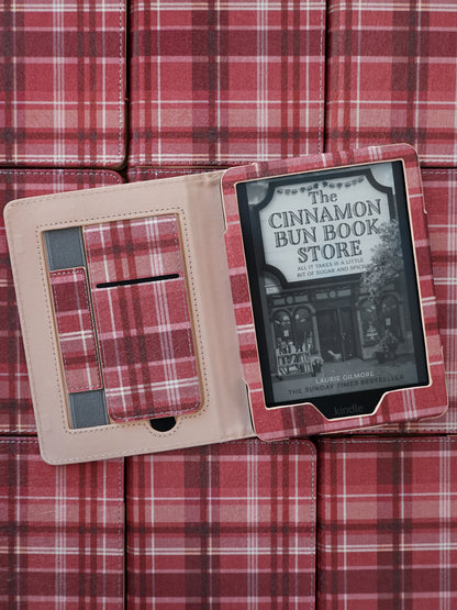 Cozy Nights in Burgundy Plaid Kindle Case