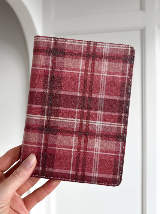 Cozy Nights in Burgundy Plaid Kindle Case