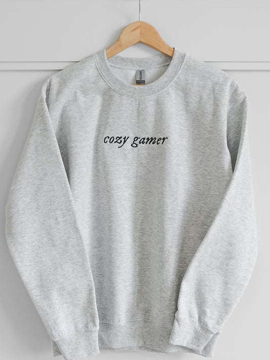 Embroidered Cozy Gamer Crewneck Sweatshirt