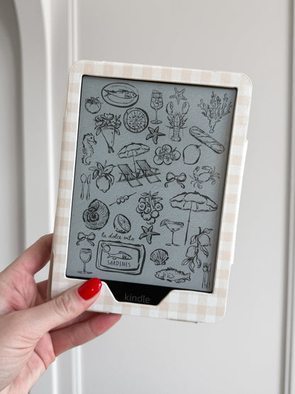 Beige Gingham Kindle Case