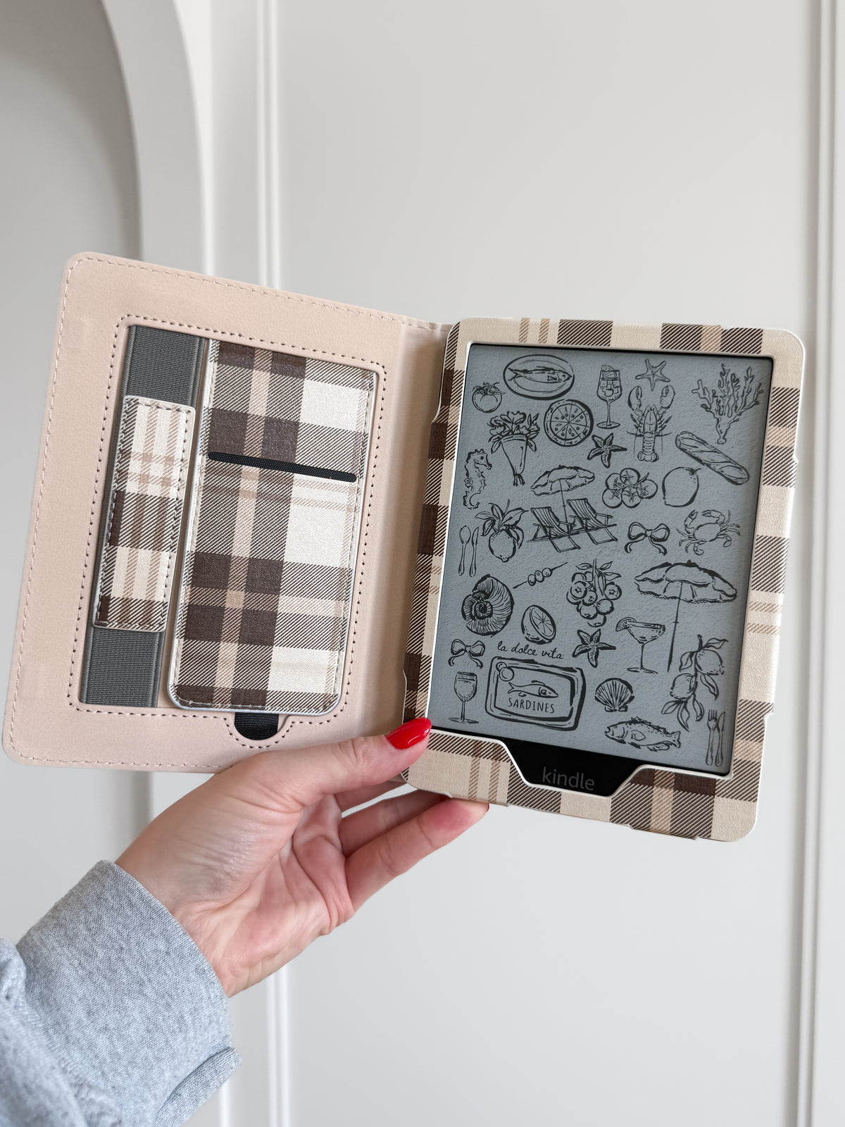 Caramel Plaid Brown and Tan Kindle Case