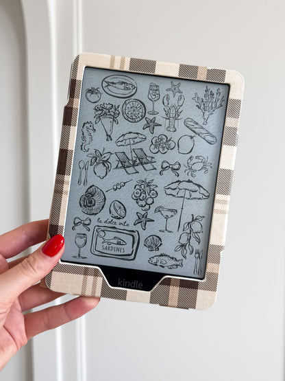Caramel Plaid Brown and Tan Kindle Case