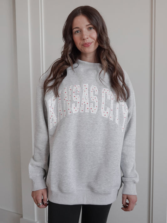 Kansas City Floral Embroidered Mockneck Sweatshirt