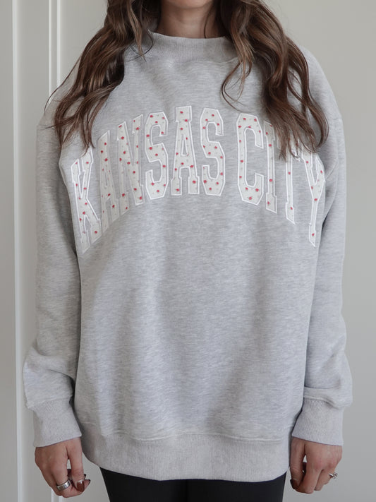 Kansas City Floral Embroidered Mockneck Sweatshirt
