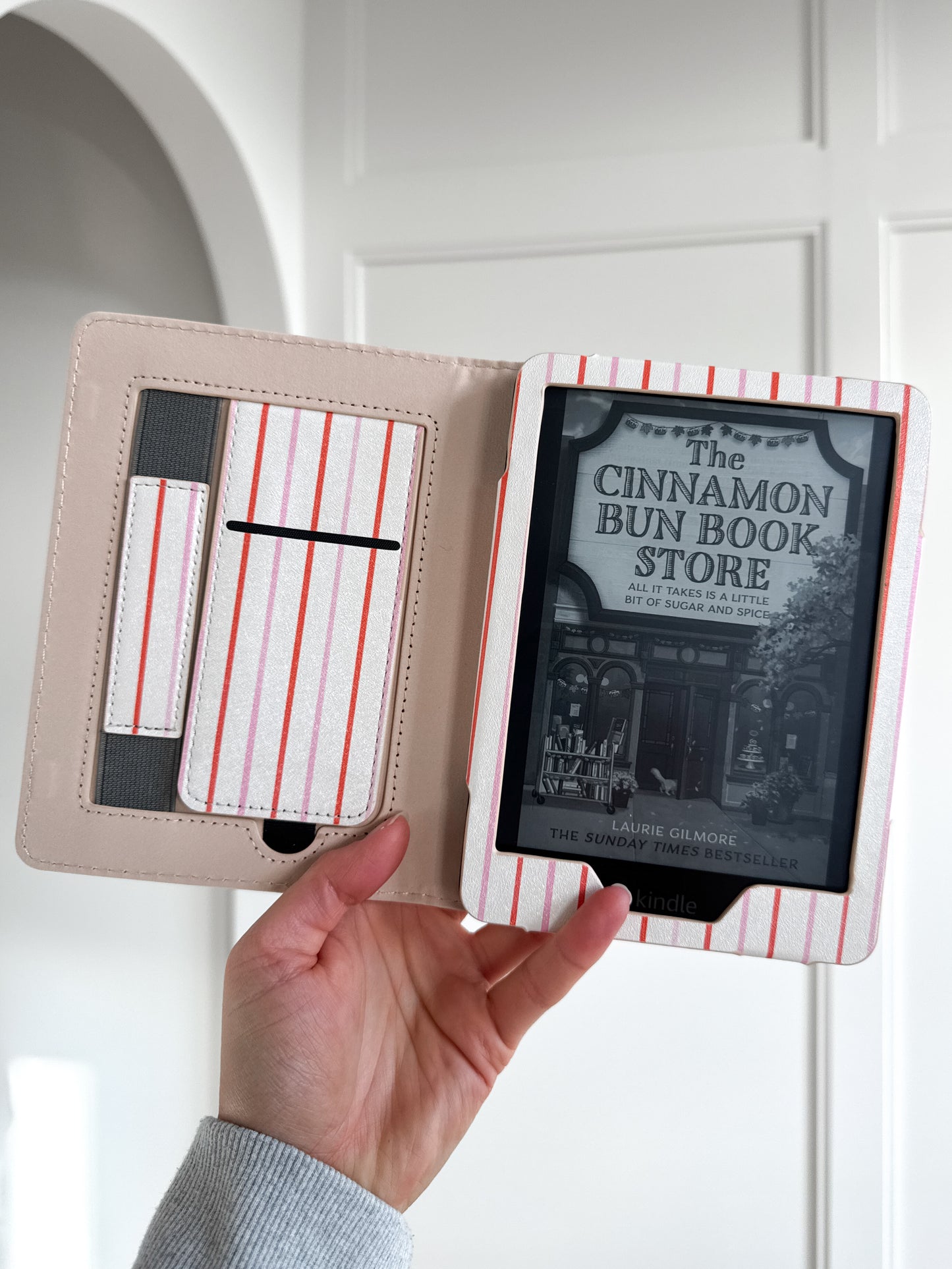 Peppermint Red & Pink Strip Kindle Case