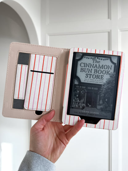 Peppermint Red & Pink Strip Kindle Case