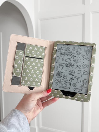 Sage Garden Green Floral Kindle Case