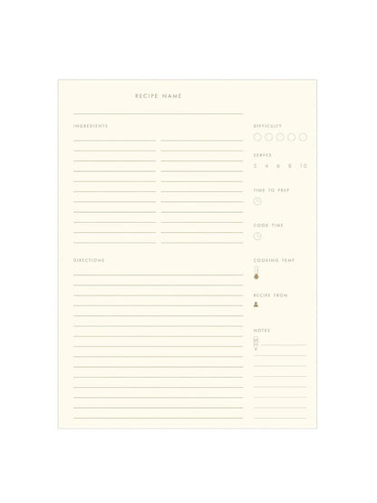 Blush and Beige Striped Recipe Book