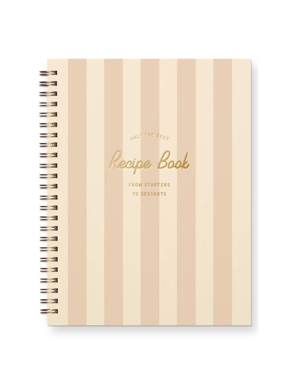 Blush and Beige Striped Recipe Book
