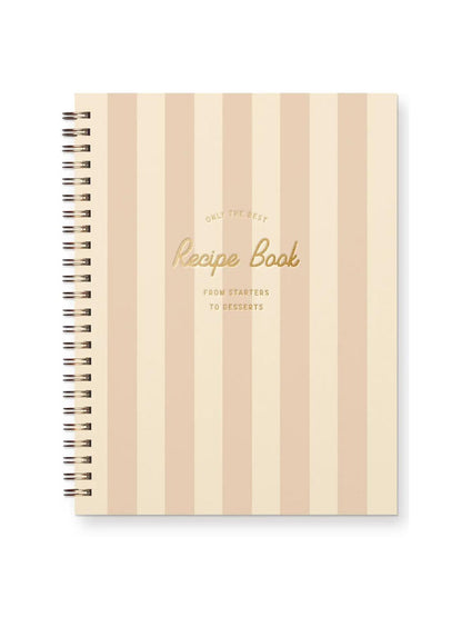 Blush and Beige Striped Recipe Book