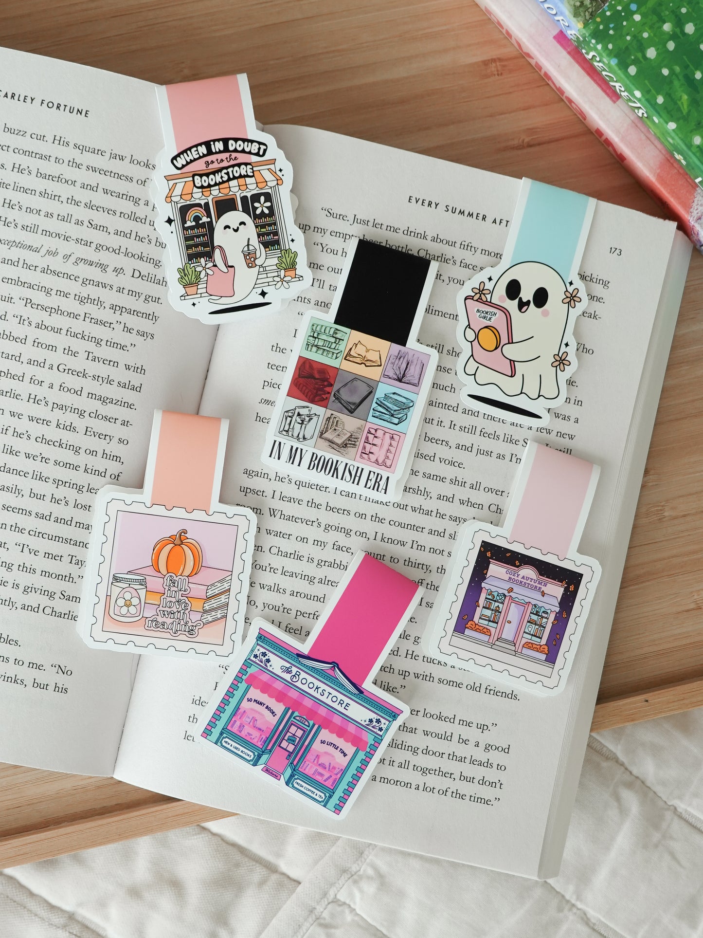 Cozy Autumn Bookstore Magnetic Bookmark